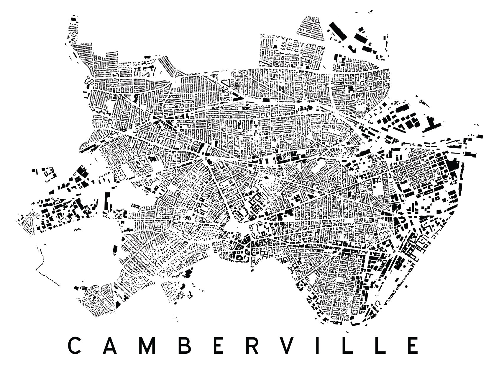 Camberville (Cambridge and Somerville) City Plan Print