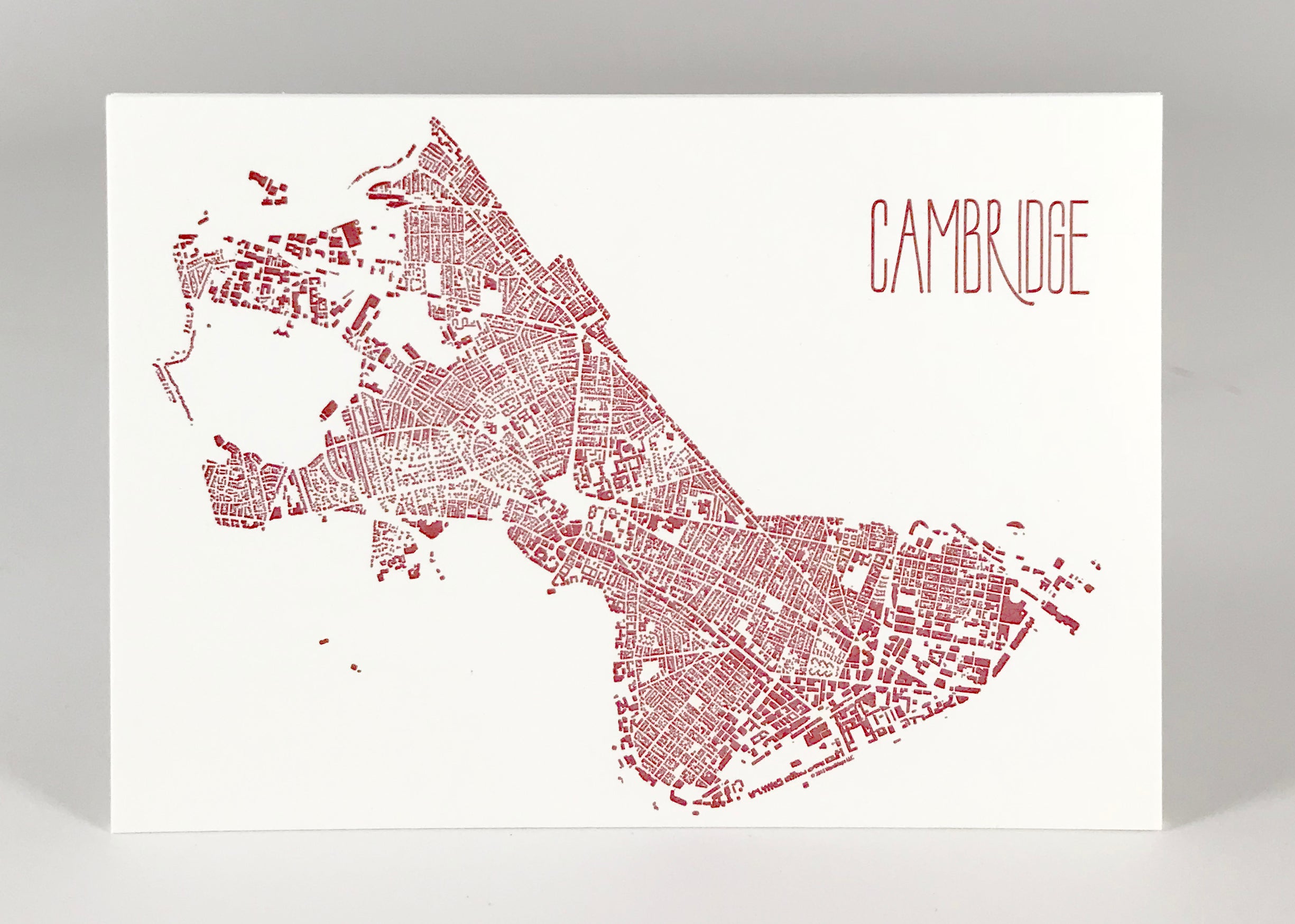 Cambridge City Plan Postcard in Red Ink
