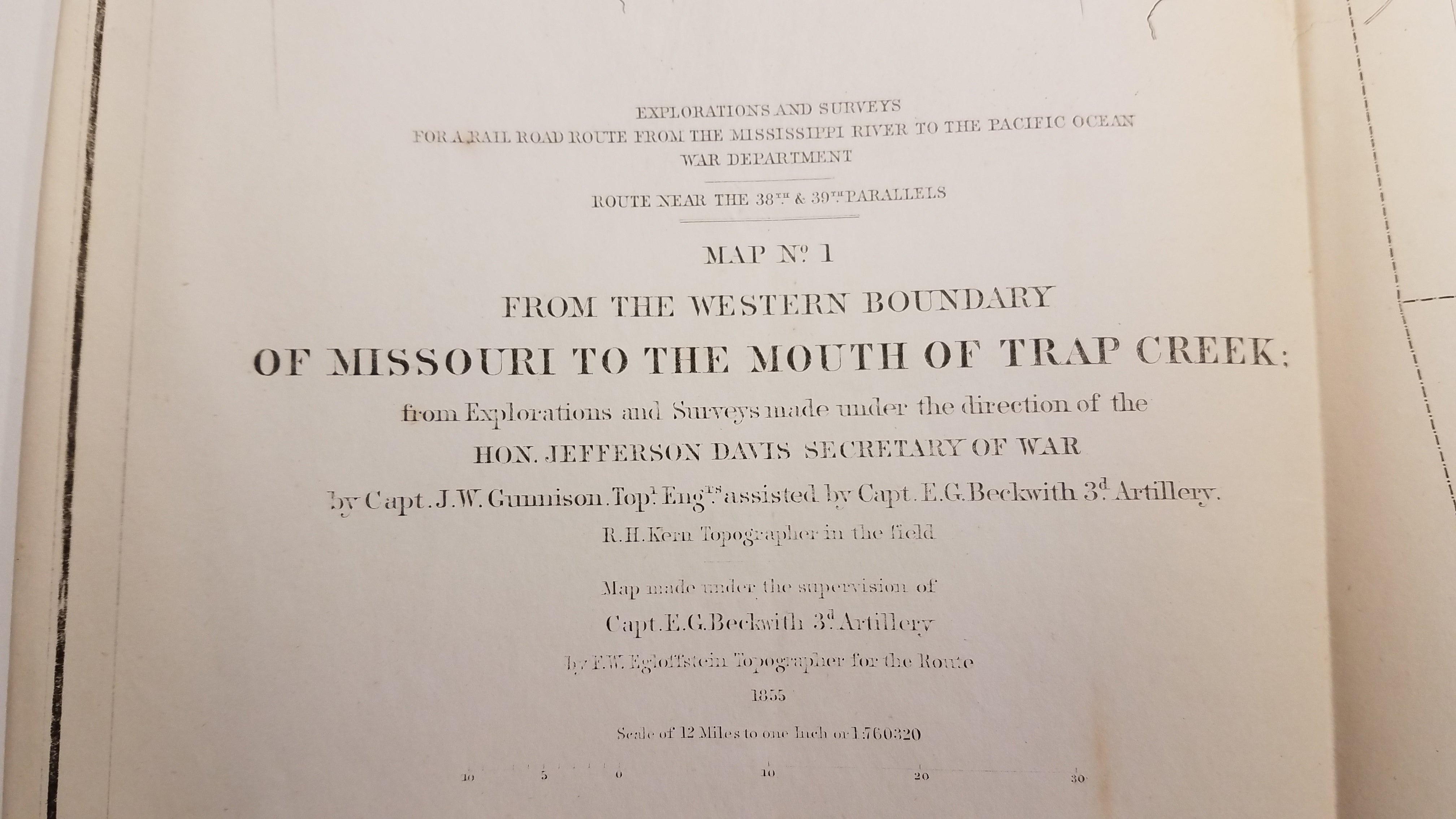 Western Boundary of Missouri to The Mouth of Trap Creek (Missouri & Kansas) 1855