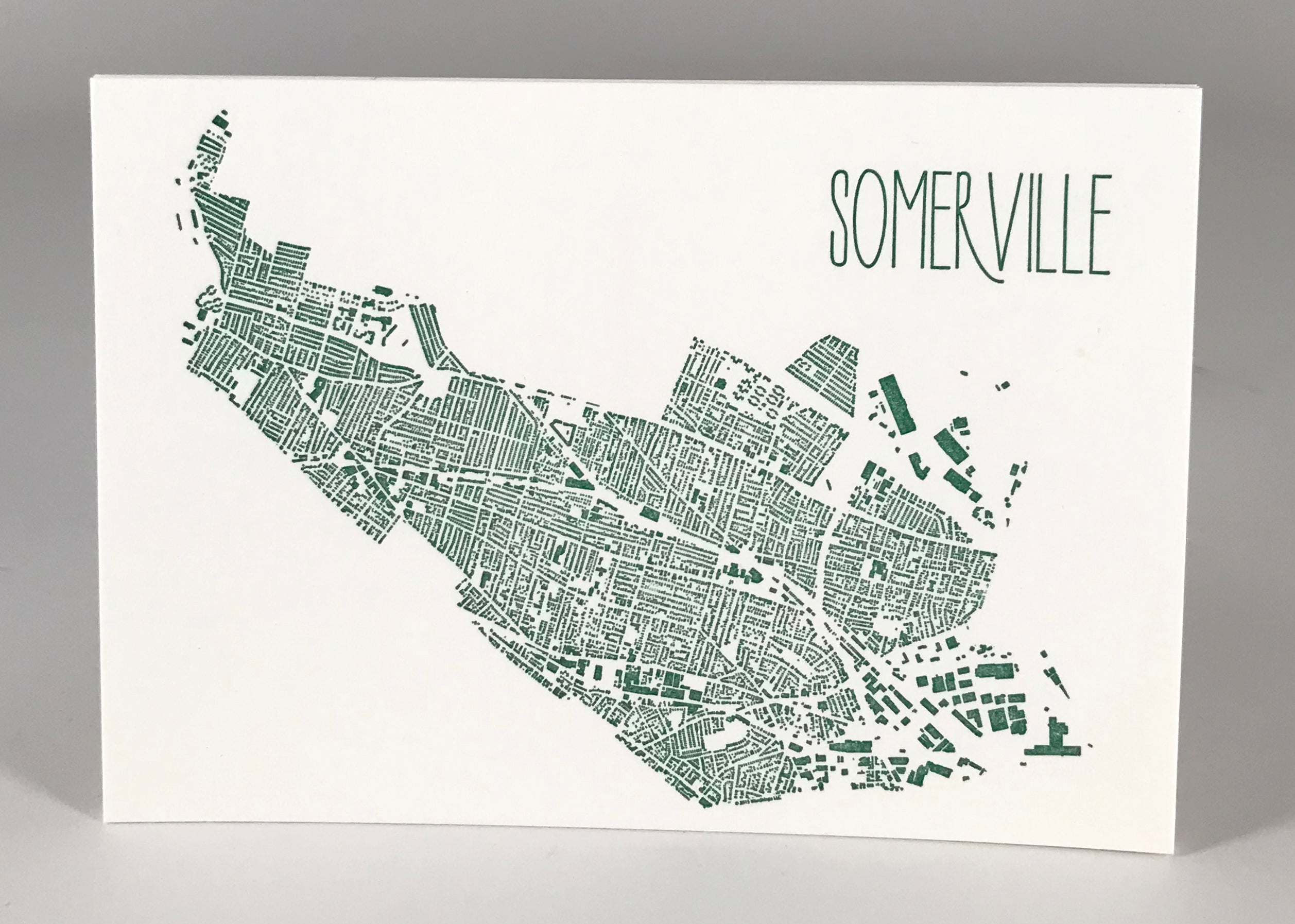 Somerville City Plan Postcard in Green Ink