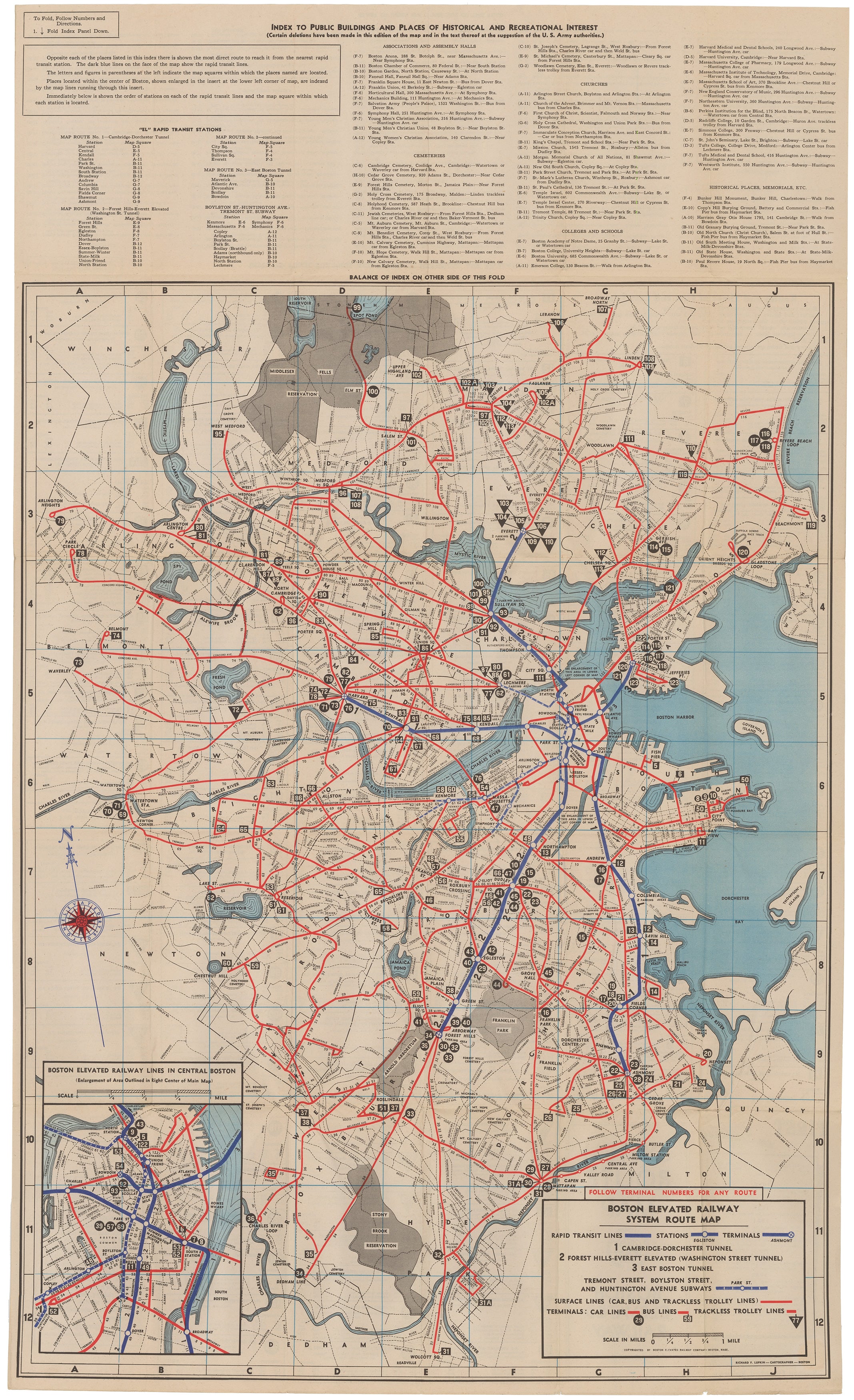 Boston Elevated Railway Co. (Massachusetts) System Route Map #6 1943